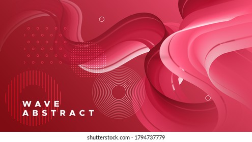 Flowing Fluid. 3d Poster. Red Dynamic Template. Color Geometric Design. Graphic Motion. Flowing Fluid. Modern Abstract Banner. Vector Creative Concept. Wave Pattern. Music Flowing Fluid.