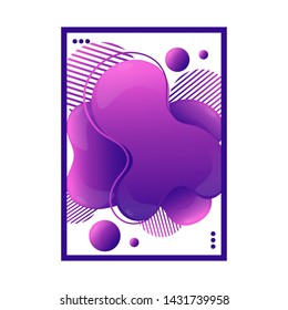 Flowing fluid background. Abstract shapes frame. Modern gradient banner. Dynamical colored liquid shape. Vector isolated template for flyer design.