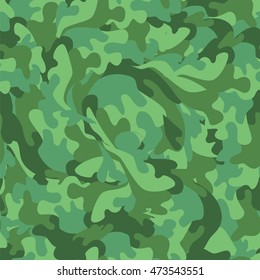 Flowing fluid seamless pattern in green colors. Vector illustration for military camouflage, khaki clothing, army uniform