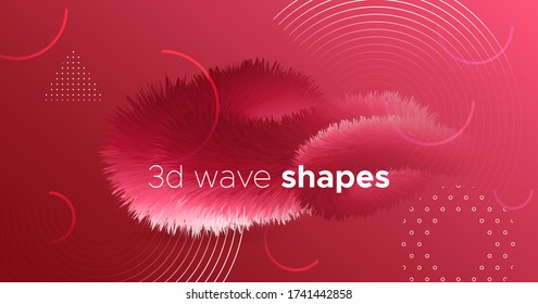 Flowing Fluid. Wave Design. Red Abstract Template. Color Futuristic Banner. Graphic Motion. Flowing Fluid. Bright Vibrant Cover. Liquid Creative Concept. 3d Background. Trendy Flowing Fluid.