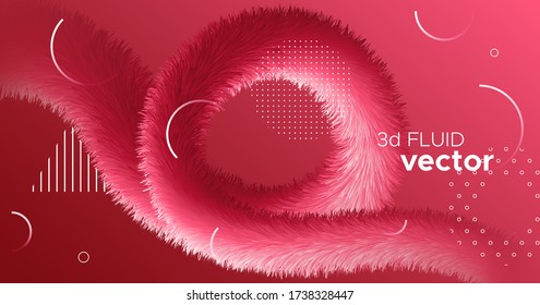 Flowing Fluid. Wave Flyer. Red Graphic Concept. Liquid Futuristic Shapes. Abstract Motion. Flowing Fluid. Bright Vibrant Cover. Vector Creative Background. 3d Wallpaper. Music Flowing Fluid.