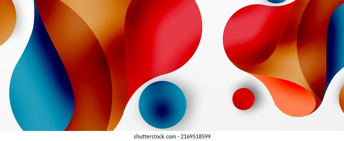 Flowing geometric shapes minimalist abstract background. Round shapes and circles. Wallpaper for concept of AI technology, blockchain, communication, 5G, science, business