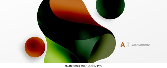 Flowing geometric shapes minimalist abstract background. Round shapes and circles. Wallpaper for concept of AI technology, blockchain, communication, 5G, science, business