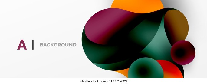Flowing geometric shapes minimalist abstract background. Round shapes and circles. Wallpaper for concept of AI technology, blockchain, communication, 5G, science, business