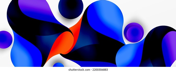 Flowing geometric shapes minimalist abstract background. Round shapes and circles. Wallpaper for concept of AI technology, blockchain, communication, 5G, science, business