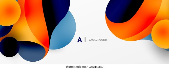 Flowing geometric shapes minimalist abstract background. Round shapes and circles. Wallpaper for concept of AI technology, blockchain, communication, 5G, science, business