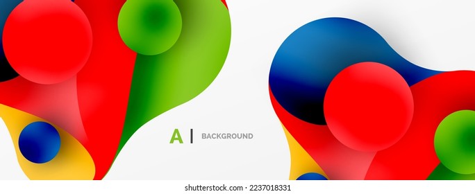 Fondo abstracto minimalista de formas geométricas flotantes. Formas redondeadas y círculos. Fondo de escritorio para el concepto de tecnología de IA, blockchain, comunicación, 5G, ciencia, negocios