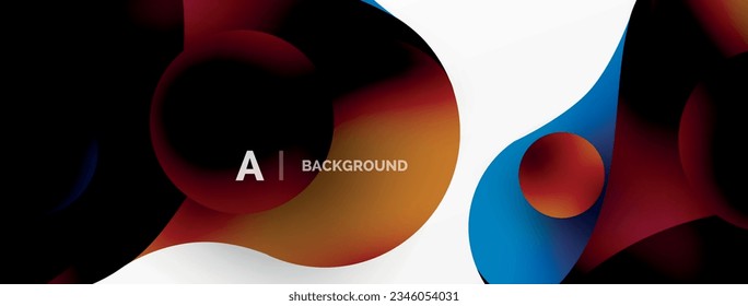 Flowing geometric shapes minimalist abstract background. Round shapes and circles. Wallpaper for concept of AI technology, blockchain, communication, 5G, science, business
