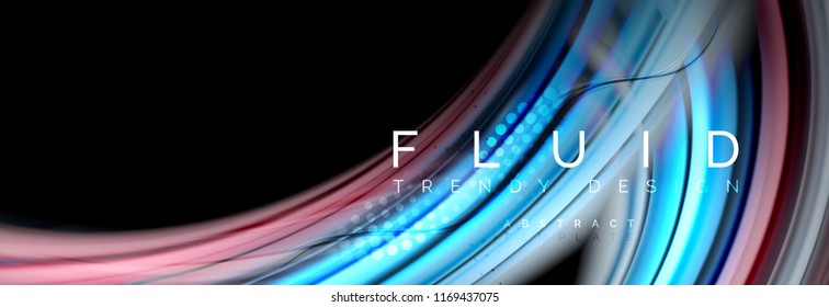 Flowing glowing color motion concept, trendy abstract layout template for business or technology presentation or web brochure cover, wallpaper. Vector illustration
