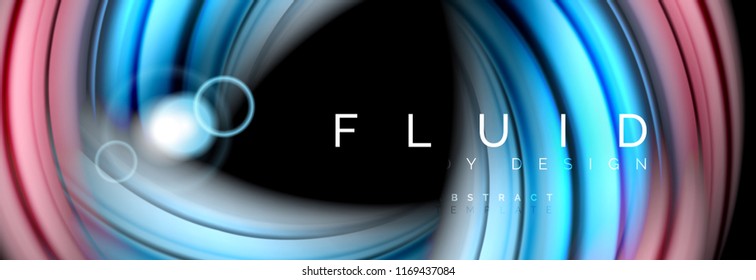 Flowing glowing color motion concept, trendy abstract layout template for business or technology presentation or web brochure cover, wallpaper. Vector illustration