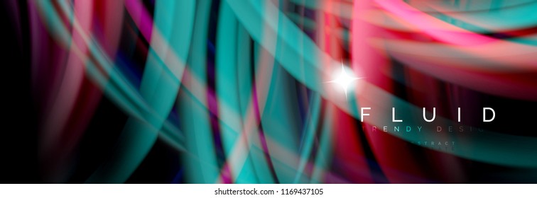 Flowing glowing color motion concept, trendy abstract layout template for business or technology presentation or web brochure cover, wallpaper. Vector illustration