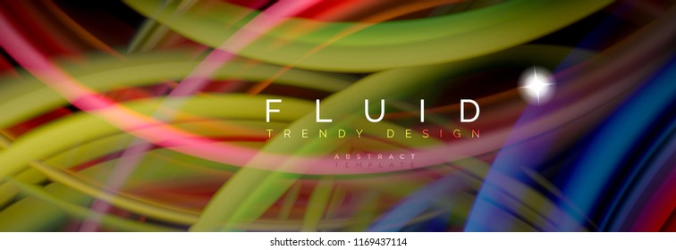 Flowing glowing color motion concept, trendy abstract layout template for business or technology presentation or web brochure cover, wallpaper. Vector illustration