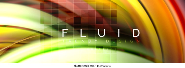 Flowing glowing color motion concept, trendy abstract layout template for business or technology presentation or web brochure cover, wallpaper. Vector illustration