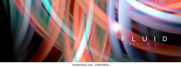 Flowing glowing color motion concept, trendy abstract layout template for business or technology presentation or web brochure cover, wallpaper. Vector illustration