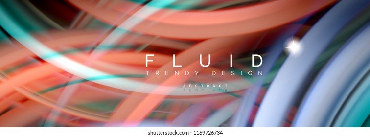 Flowing glowing color motion concept, trendy abstract layout template for business or technology presentation or web brochure cover, wallpaper. Vector illustration