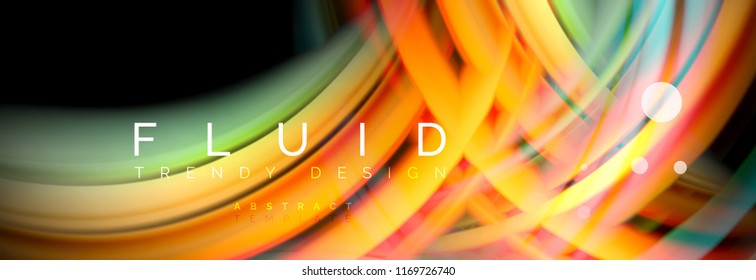 Flowing glowing color motion concept, trendy abstract layout template for business or technology presentation or web brochure cover, wallpaper. Vector illustration