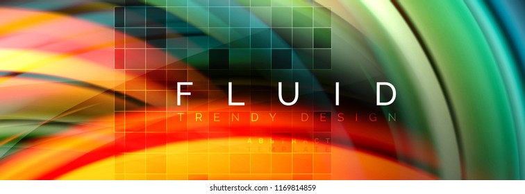 Flowing glowing color motion concept, trendy abstract layout template for business or technology presentation or web brochure cover, wallpaper. Vector illustration