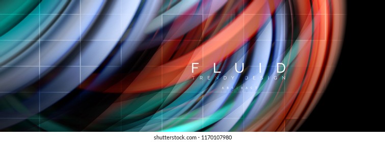 Flowing glowing color motion concept, trendy abstract layout template for business or technology presentation or web brochure cover, wallpaper. Vector illustration