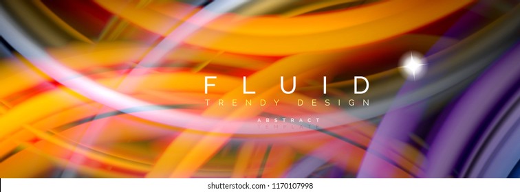 Flowing glowing color motion concept, trendy abstract layout template for business or technology presentation or web brochure cover, wallpaper. Vector illustration