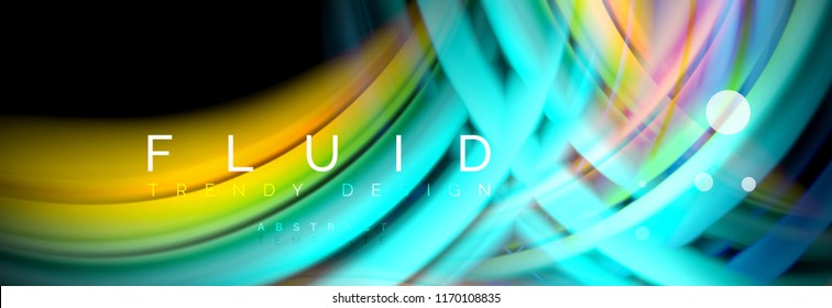 Flowing glowing color motion concept, trendy abstract layout template for business or technology presentation or web brochure cover, wallpaper. Vector illustration
