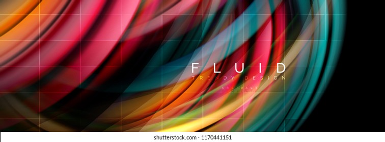 Flowing glowing color motion concept, trendy abstract layout template for business or technology presentation or web brochure cover, wallpaper. Vector illustration