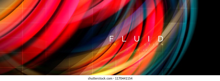 Flowing glowing color motion concept, trendy abstract layout template for business or technology presentation or web brochure cover, wallpaper. Vector illustration