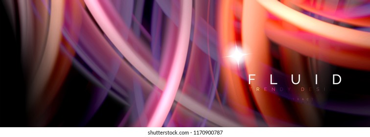 Flowing glowing color motion concept, trendy abstract layout template for business or technology presentation or web brochure cover, wallpaper. Vector illustration