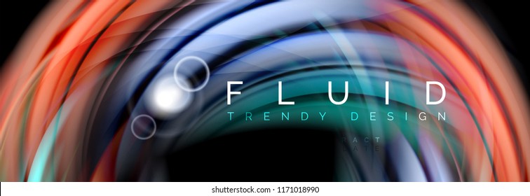 Flowing glowing color motion concept, trendy abstract layout template for business or technology presentation or web brochure cover, wallpaper. Vector illustration