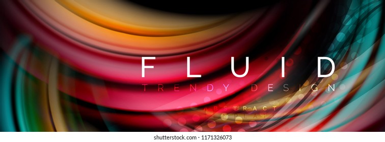 Flowing glowing color motion concept, trendy abstract layout template for business or technology presentation or web brochure cover, wallpaper. Vector illustration
