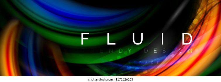Flowing glowing color motion concept, trendy abstract layout template for business or technology presentation or web brochure cover, wallpaper. Vector illustration