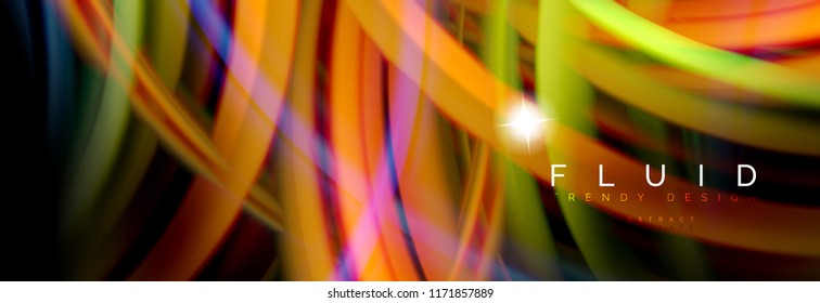 Flowing glowing color motion concept, trendy abstract layout template for business or technology presentation or web brochure cover, wallpaper. Vector illustration