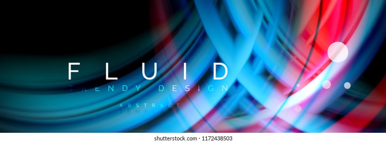 Flowing glowing color motion concept, trendy abstract layout template for business or technology presentation or web brochure cover, wallpaper. Vector illustration