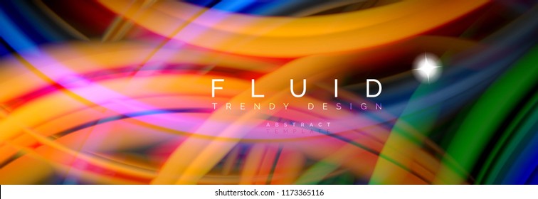 Flowing glowing color motion concept, trendy abstract layout template for business or technology presentation or web brochure cover, wallpaper. Vector illustration