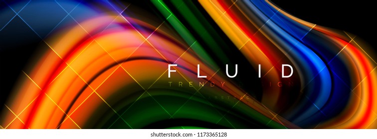 Flowing glowing color motion concept, trendy abstract layout template for business or technology presentation or web brochure cover, wallpaper. Vector illustration
