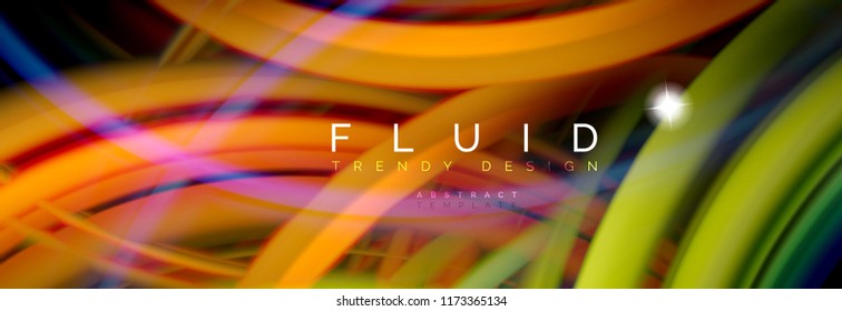 Flowing glowing color motion concept, trendy abstract layout template for business or technology presentation or web brochure cover, wallpaper. Vector illustration
