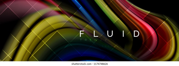 Flowing glowing color motion concept, trendy abstract layout template for business or technology presentation or web brochure cover, wallpaper. Vector illustration