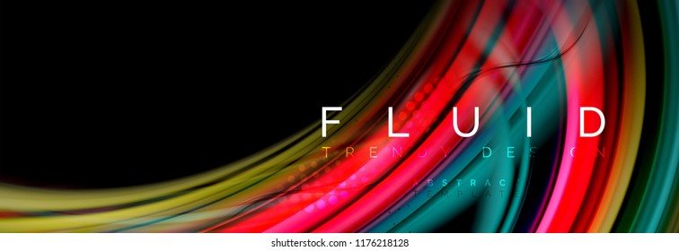 Flowing glowing color motion concept, trendy abstract layout template for business or technology presentation or web brochure cover, wallpaper. Vector illustration