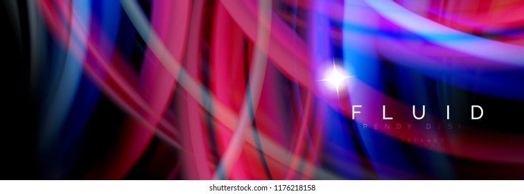 Flowing glowing color motion concept, trendy abstract layout template for business or technology presentation or web brochure cover, wallpaper. Vector illustration