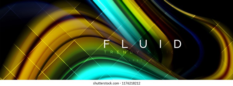 Flowing glowing color motion concept, trendy abstract layout template for business or technology presentation or web brochure cover, wallpaper. Vector illustration