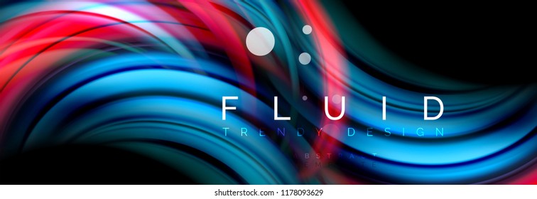 Flowing glowing color motion concept, trendy abstract layout template for business or technology presentation or web brochure cover, wallpaper. Vector illustration