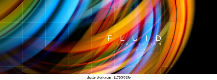 Flowing glowing color motion concept, trendy abstract layout template for business or technology presentation or web brochure cover, wallpaper. Vector illustration