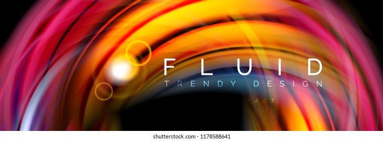 Flowing glowing color motion concept, trendy abstract layout template for business or technology presentation or web brochure cover, wallpaper. Vector illustration