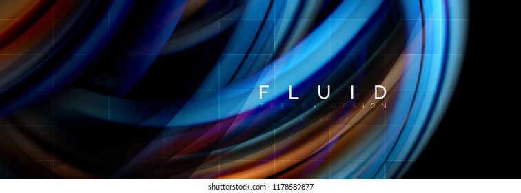 Flowing glowing color motion concept, trendy abstract layout template for business or technology presentation or web brochure cover, wallpaper. Vector illustration