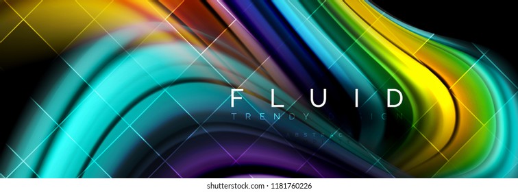 Flowing glowing color motion concept, trendy abstract layout template for business or technology presentation or web brochure cover, wallpaper. Vector illustration