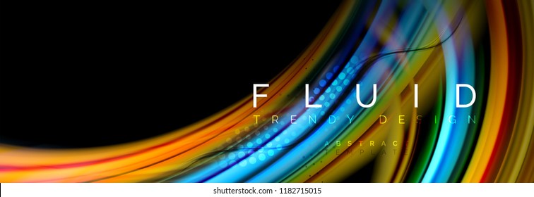 Flowing glowing color motion concept, trendy abstract layout template for business or technology presentation or web brochure cover, wallpaper. Vector illustration