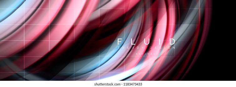 Flowing glowing color motion concept, trendy abstract layout template for business or technology presentation or web brochure cover, wallpaper. Vector illustration