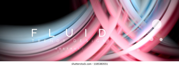 Flowing glowing color motion concept, trendy abstract layout template for business or technology presentation or web brochure cover, wallpaper. Vector illustration