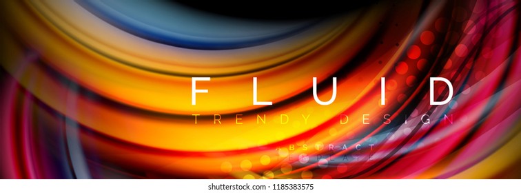 Flowing glowing color motion concept, trendy abstract layout template for business or technology presentation or web brochure cover, wallpaper. Vector illustration