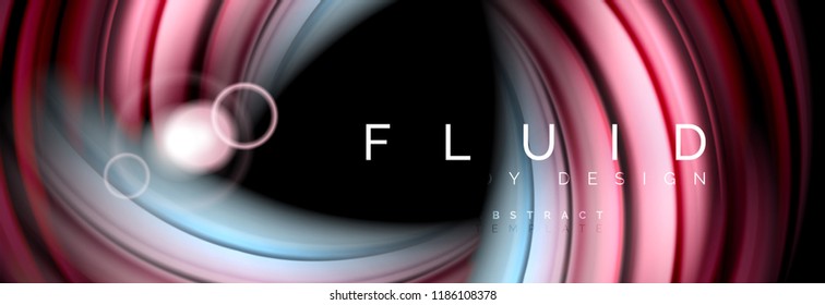 Flowing glowing color motion concept, trendy abstract layout template for business or technology presentation or web brochure cover, wallpaper. Vector illustration