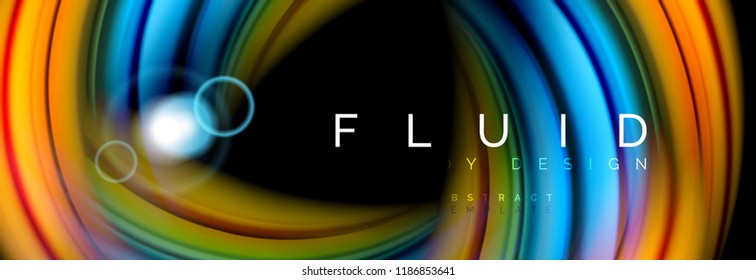 Flowing glowing color motion concept, trendy abstract layout template for business or technology presentation or web brochure cover, wallpaper. Vector illustration